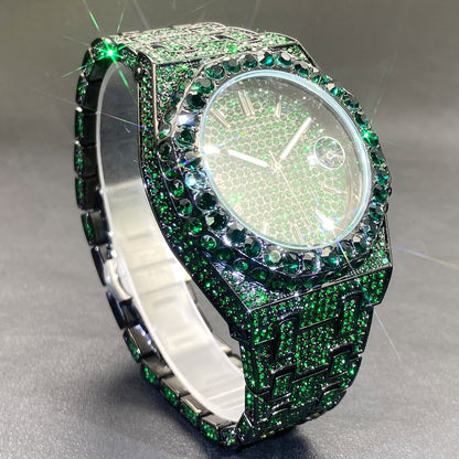 Full Diamond Blue Diamond Hip Hop Niche Luminous Pointer Quartz Men's Watch