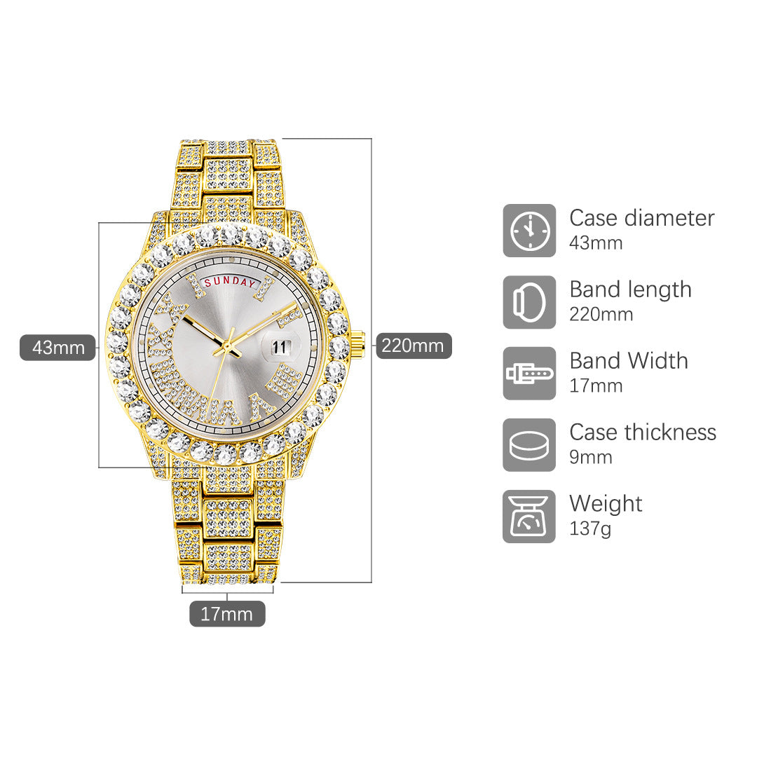 Diamond Water Ghost Week Calendar Men's Watch