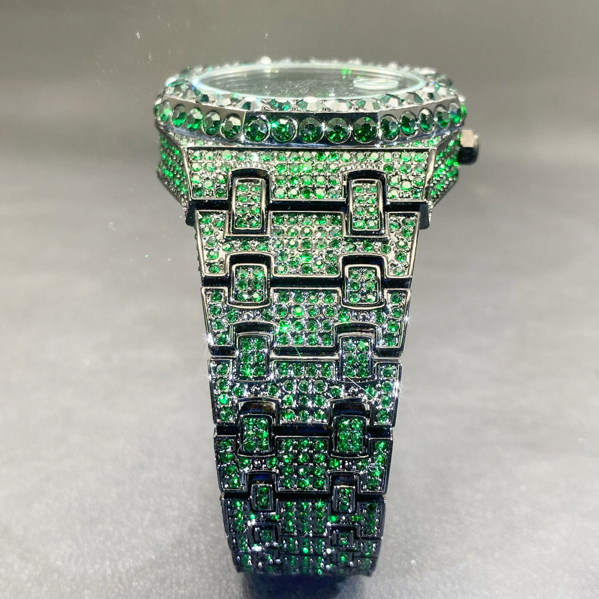 Full Diamond Blue Diamond Hip Hop Niche Luminous Pointer Quartz Men's Watch