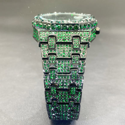 Full Diamond Blue Diamond Hip Hop Niche Luminous Pointer Quartz Men's Watch